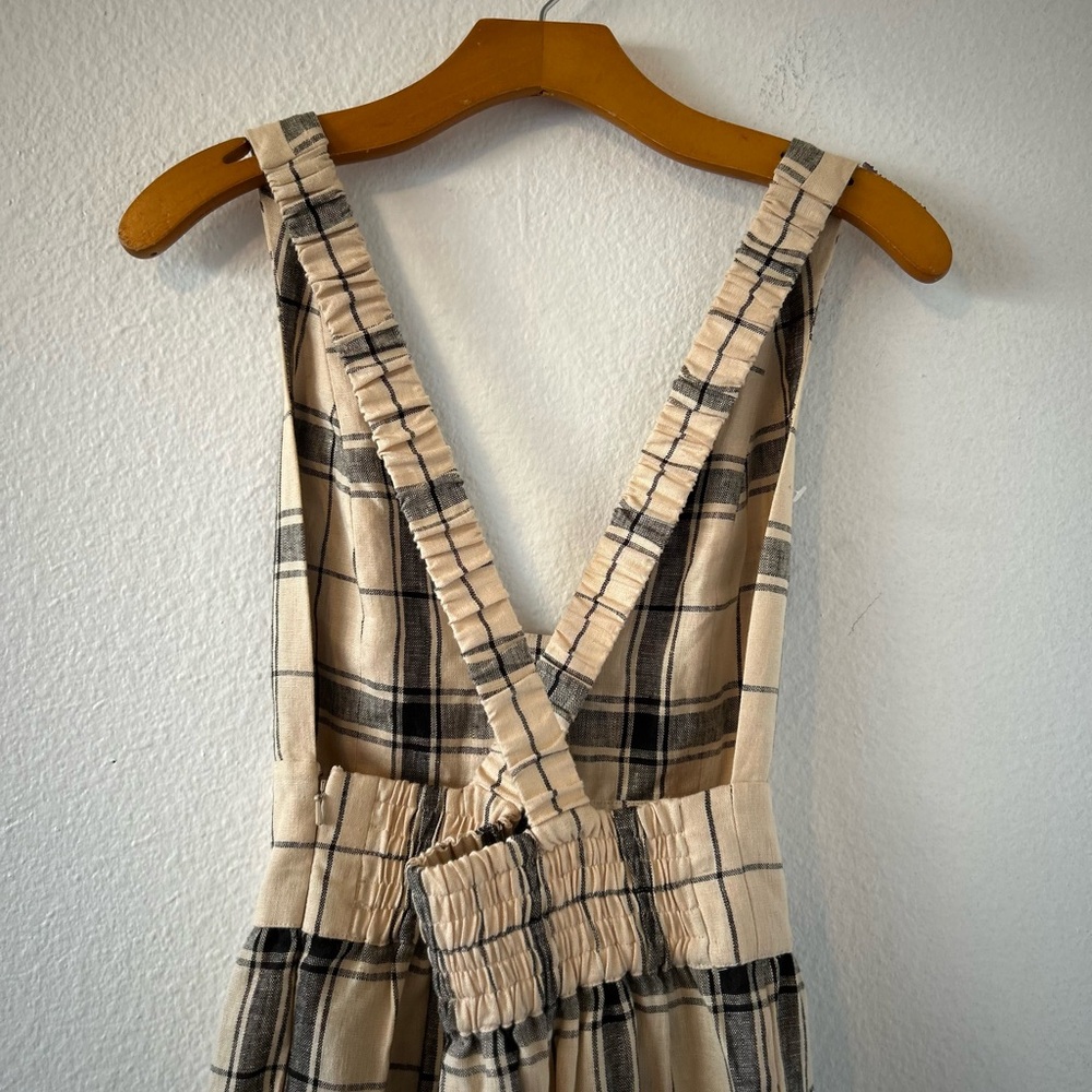 Shona Joy Indra Linen Plunged Cross Back Midi Dress Size 4 - Picture 10 of 14
